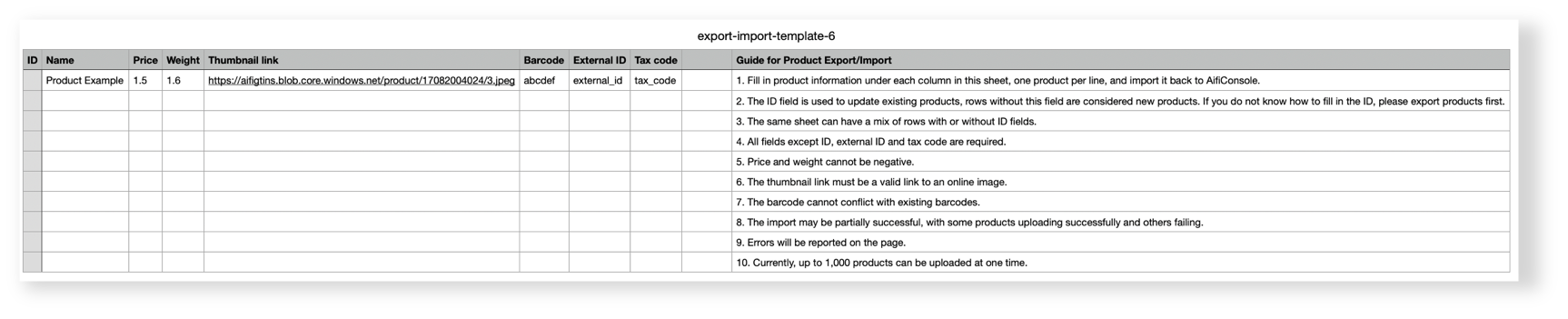 Product import/export